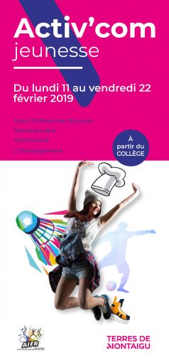 Couverture : Activ'com Jeunesse - Rocheservière - Hiver 2019 - Terres de Montaigu